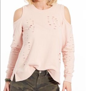 Jamison distressed cold shoulder pullover- Small